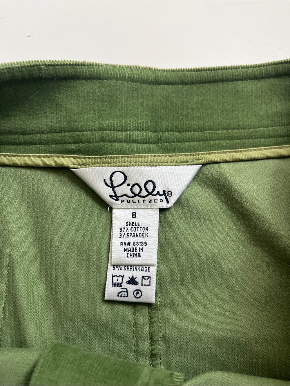 Lilly Pulitzer ladies Light Green corduroy Skirt